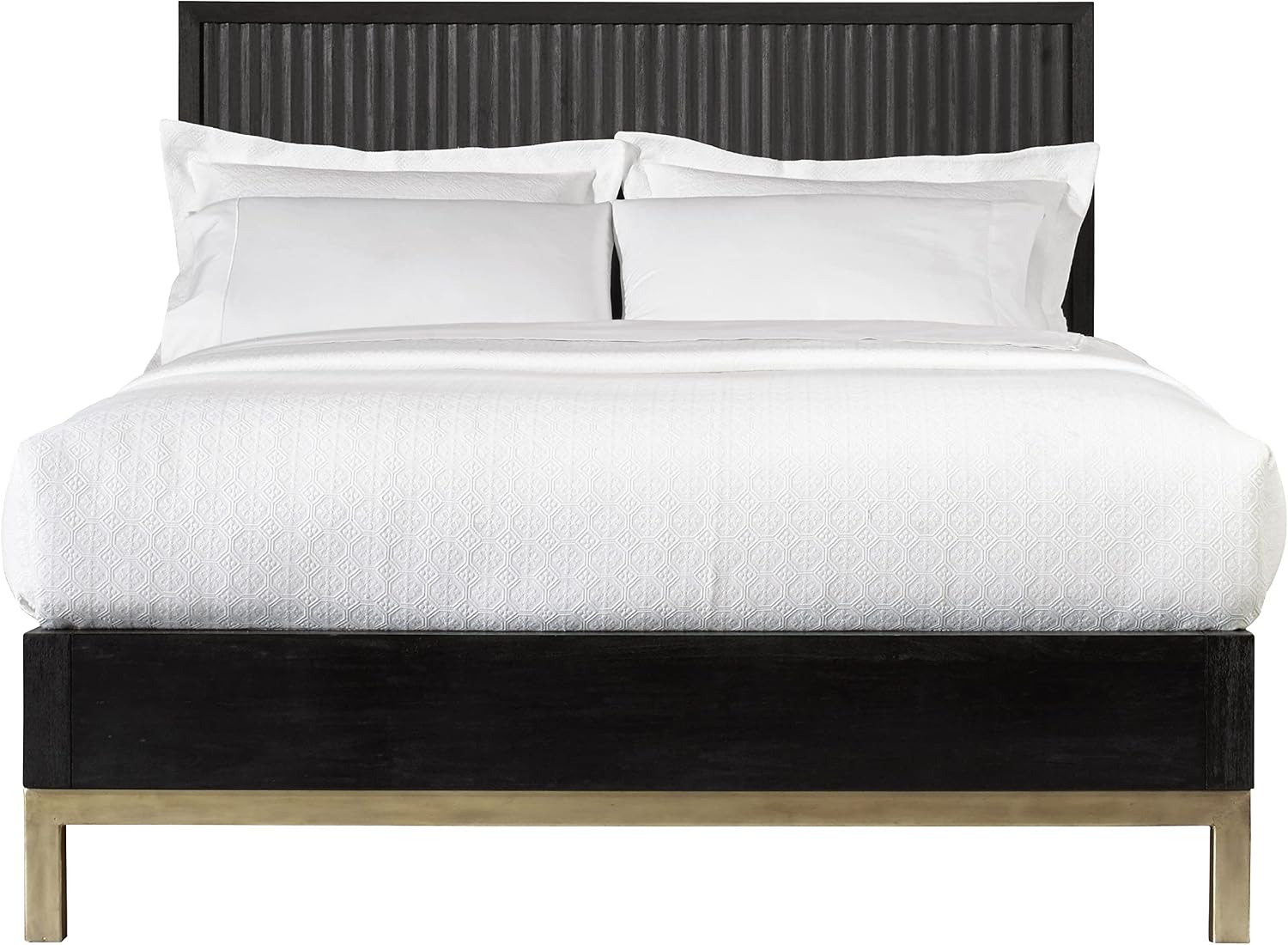 Modus Furniture Solid Wood Platform Bed, King, Kentfield - Black Drifted Oak