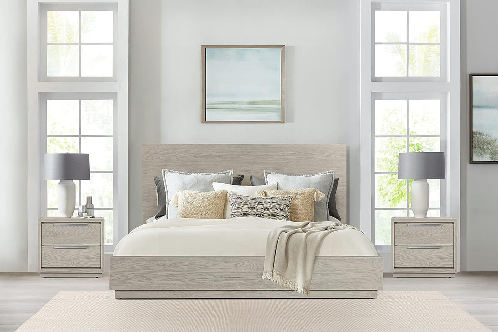 Armen Living Abbey King 3 Piece Bedroom Set in Grey Oak Wood