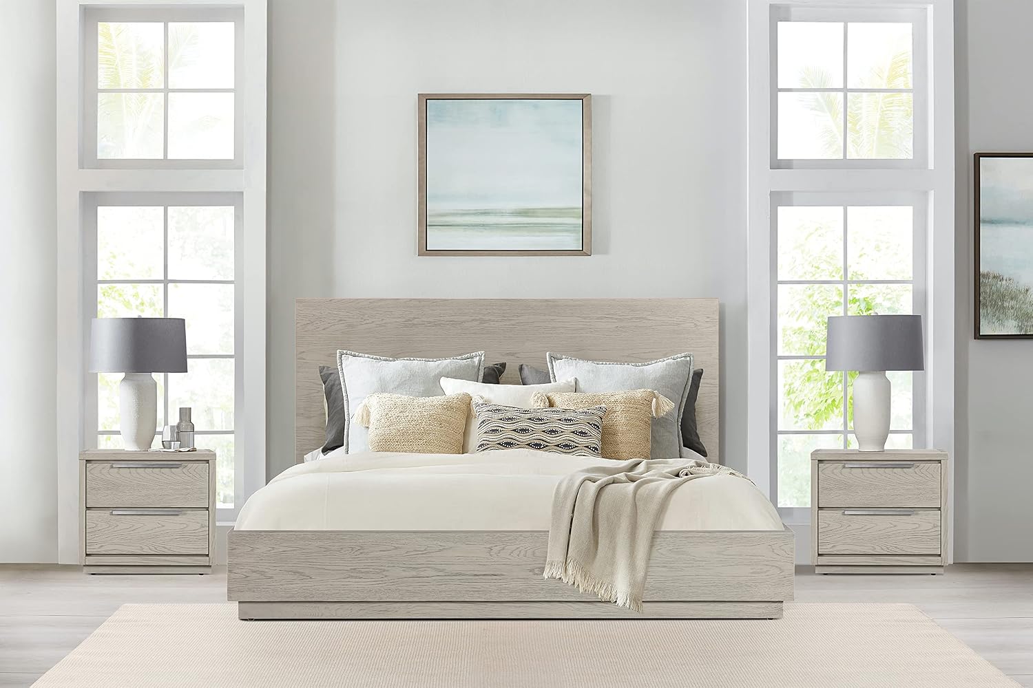 Armen Living Abbey King 3 Piece Bedroom Set in Grey Oak Wood