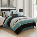 LANCO MODERN LIFESTYLE King Comforter Set, Aqua Brown Bedding Set, Jacquard Woven with Embroidery, 8 Pieces Bed in a Bag, Bed Skirt, Shams and Decorative Pillows