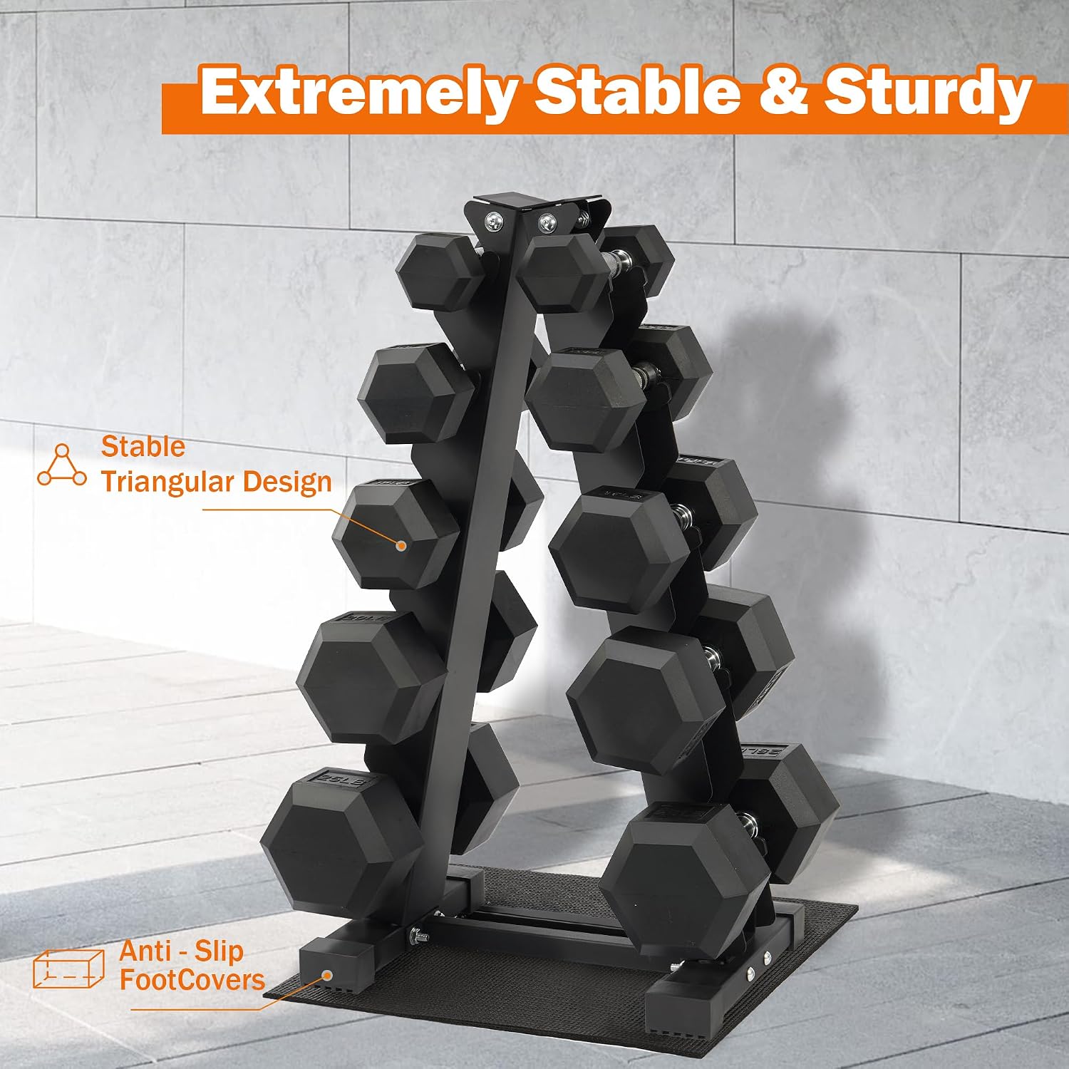 Fitvids Rubber Coated Hex Dumbbell Set with Storage Rack, 100/150/200/550 LB Hand Weight Set with Anti-Slip Grip for Home Gym