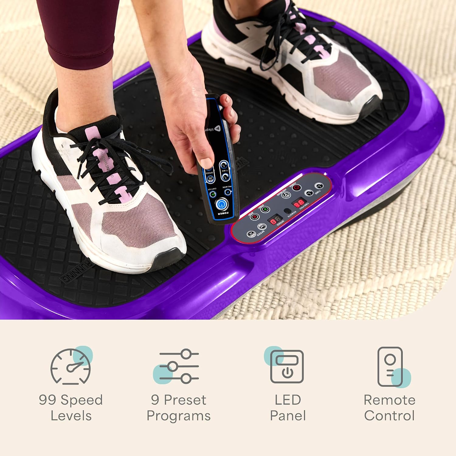 Lifepro Waver Vibration Plate Exercise Machine – High-Intensity Vibration Plate for Lymphatic Drainage – Full-Body Workout Vibrating Platform with Loop Bands – Fitness Equipment for Strength & Toning