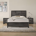 Furniture of America Lucien Modern Wood 3-Piece Queen Bedroom Set with Panel Style Headboard, Two-Tone Design and Wooden Legs, Box Spring Needed, Gray