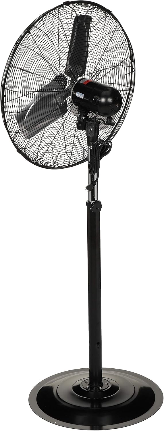 TPI Corporation CACU-24-P, 24-Inch High-Velocity Non-Oscillating Pedestal Mount Fan for Commercial & Industrial, Garage, Gym, Outdoor, Patio, 120 Volt