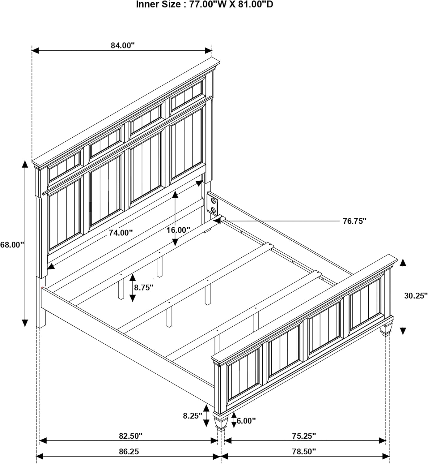 Coaster Home Furnishings Avenue Farmhouse 4-Piece Bedroom Set Eastern King Size Panel Bed Frame 68-inch Headboard Weathered Grey 224031KE-S4