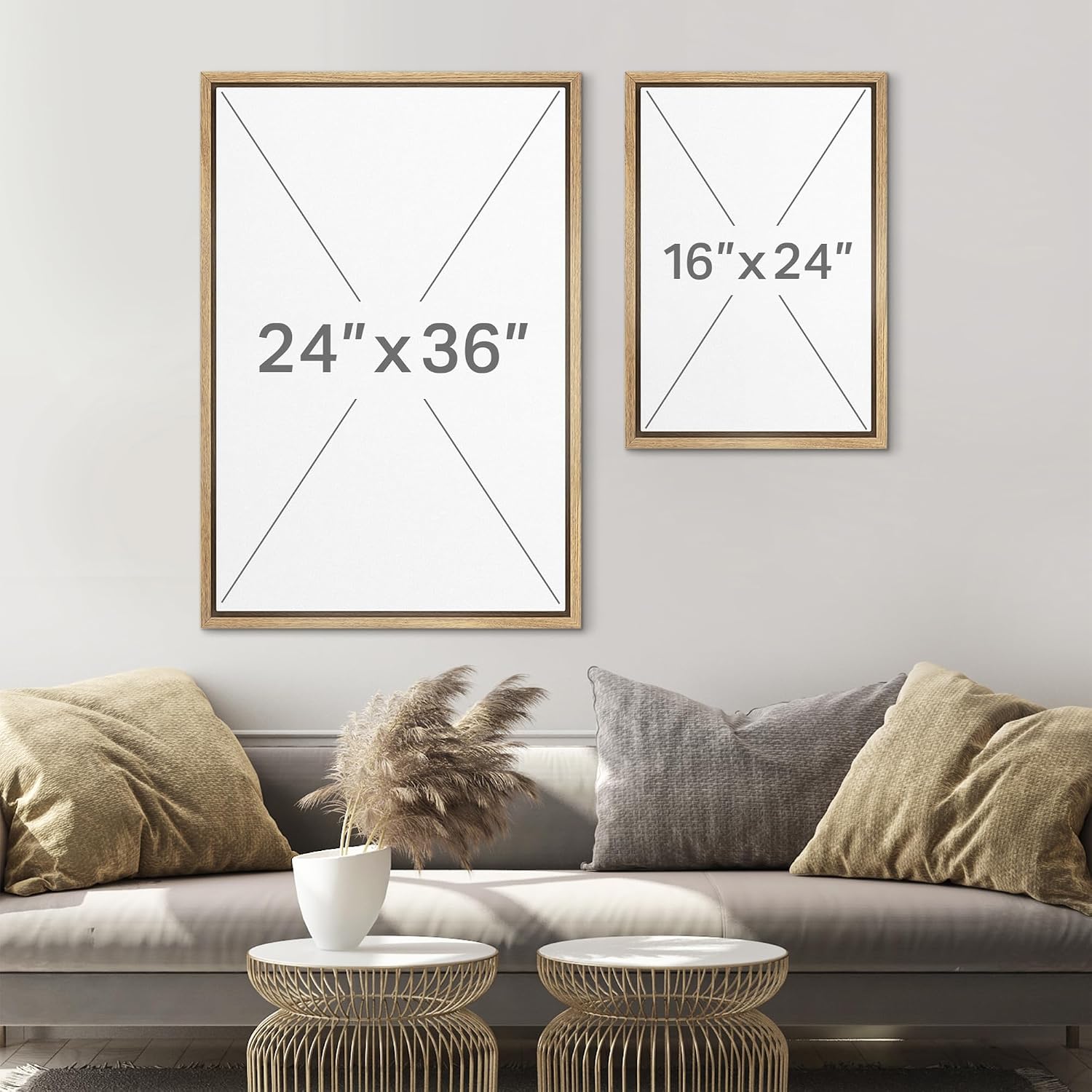 SIGNLEADER Framed Canvas Print Wall Art Set Black and White Torn Minimalist Grunge Illustrations Minimal Decorative Bohemian Nordic for Living Room, Bedroom, Office - 24'x36'x3 NATURAL