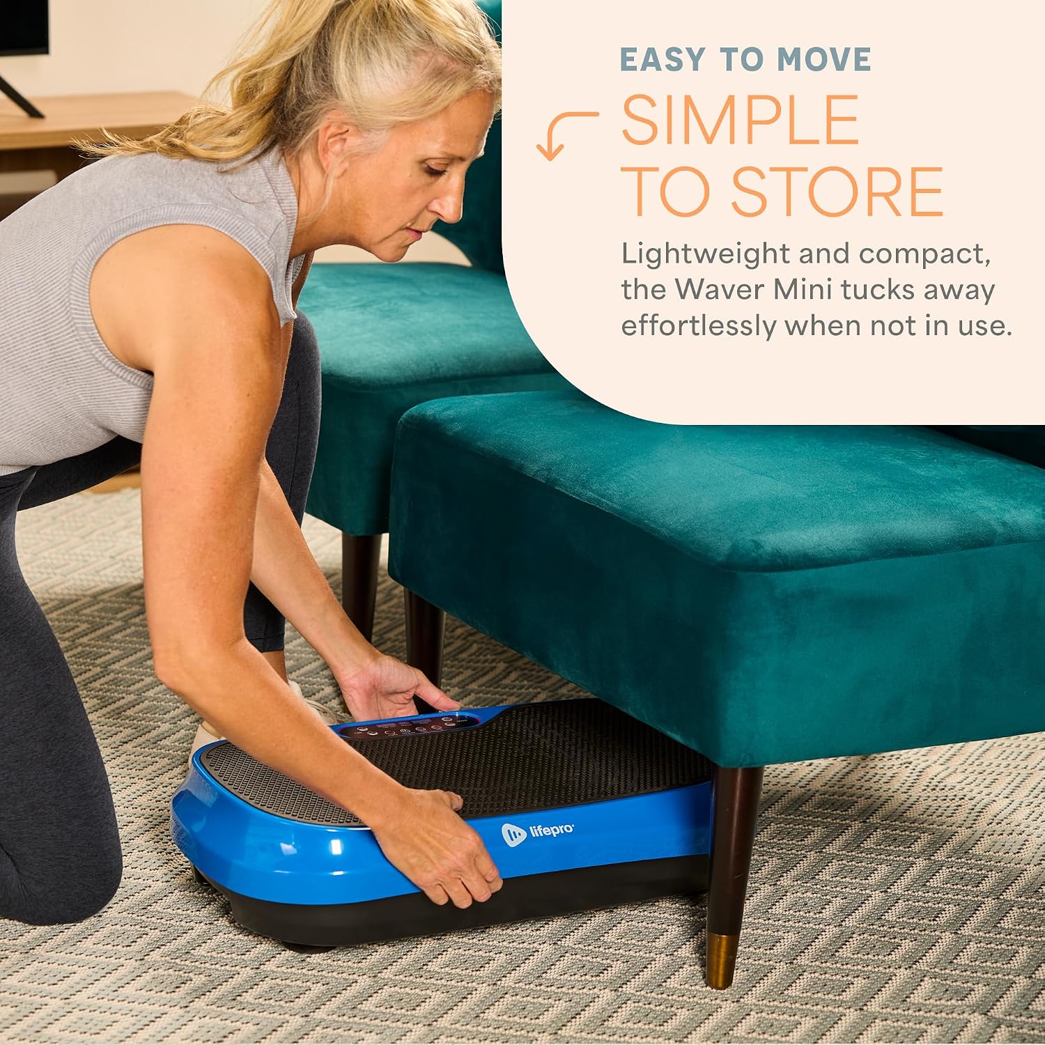 Lifepro Waver Mini Vibration Plate Exercise Machine with Remote & Bands — Compact Whole Body Vibrating Plate for Lymphatic Drainage & Muscle Toning — Shake Machine with 99 Speed Levels & 10 Presets
