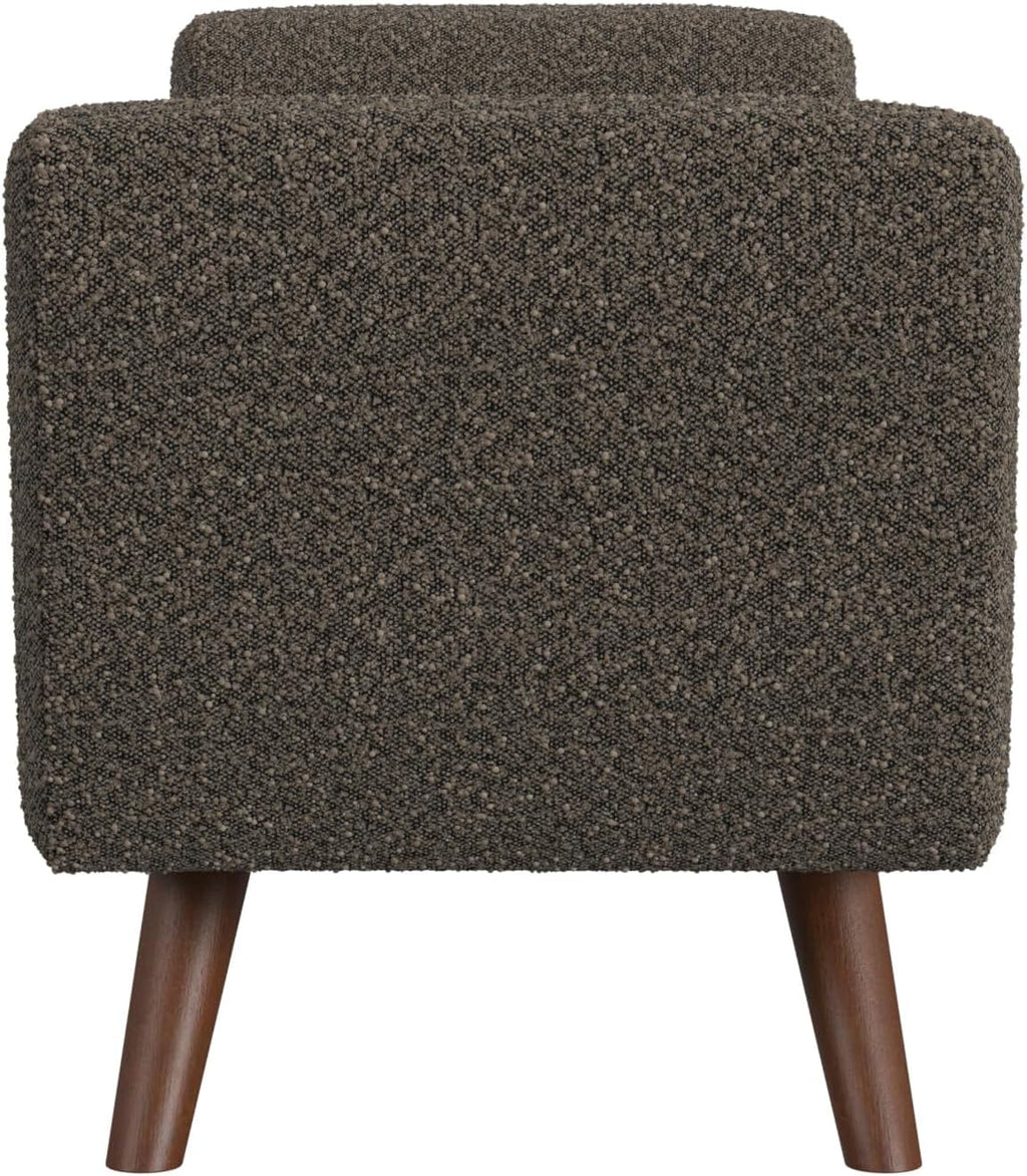 HomePop Modern Storage Bench with Wood Legs |Homepop Home Décor|Bench with Storage for Living Room & Bedroom - Dark Brown Boucle