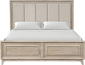 Furniture of America Veralyn Modern Solid Wood Brown Bed Frame with Channel Padded Headboard, Wooden Bedframe for Bedroom, Guest Room, Box Spring Required, Oak, Queen
