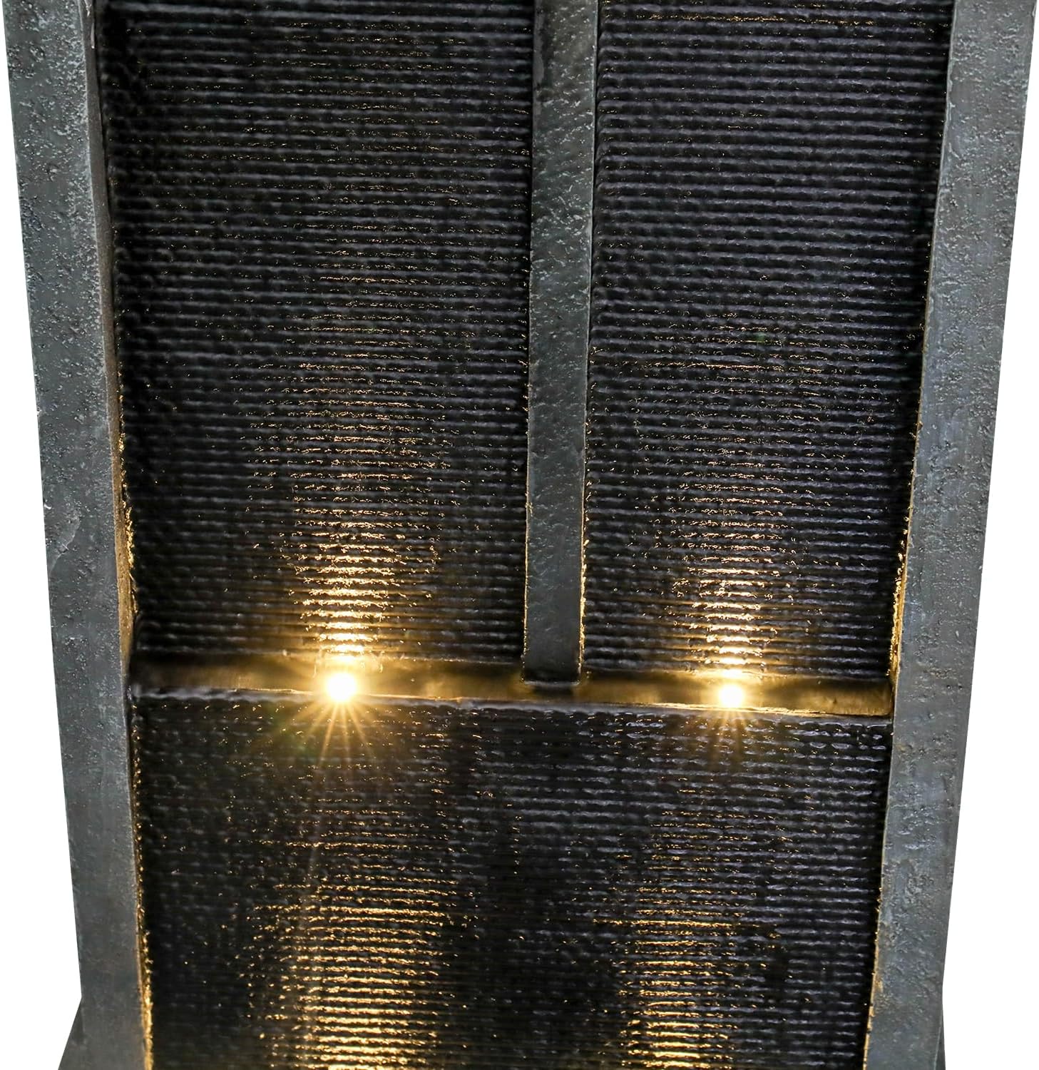SunJet 4-Tier Modern Cascading Indoor/Outdoor Fountains and Waterfalls with LED Lights - 50.7' High Larger Water Fountain for Garden, Patio, Yard, and Deck Decor - Relaxing Water Fountain Outdoor