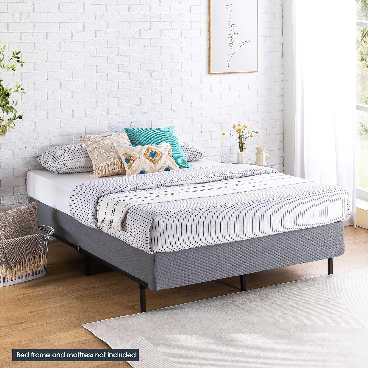 Best Price Mattress Twin Box Spring, 9' High Profile with Heavy Duty Steel Slat Mattress Foundation Fits Standard Bed Frame, Twin Size