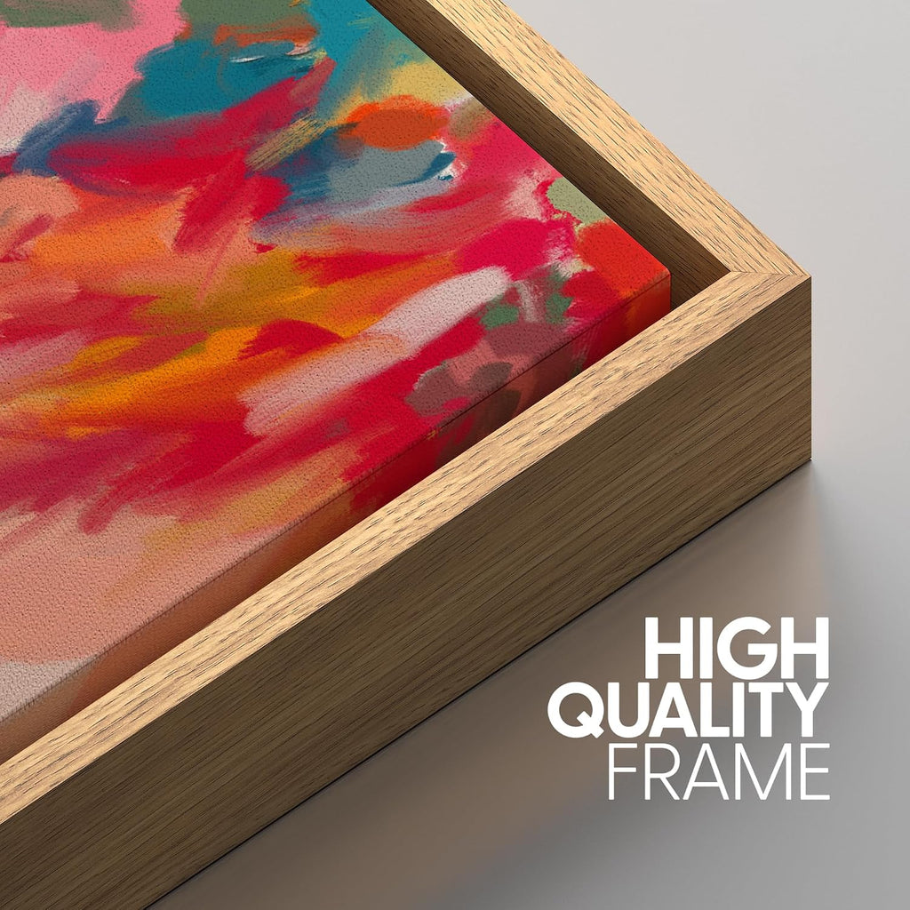 SIGNWIN Framed Canvas Print Wall Art Set Vibrant Energy Abstract with Colorful Bold Brushstrokes Illustrations Modern Art Decorative Rustic Zen for Living Room, Bedroom, Office - 16'x24'x3 Natural