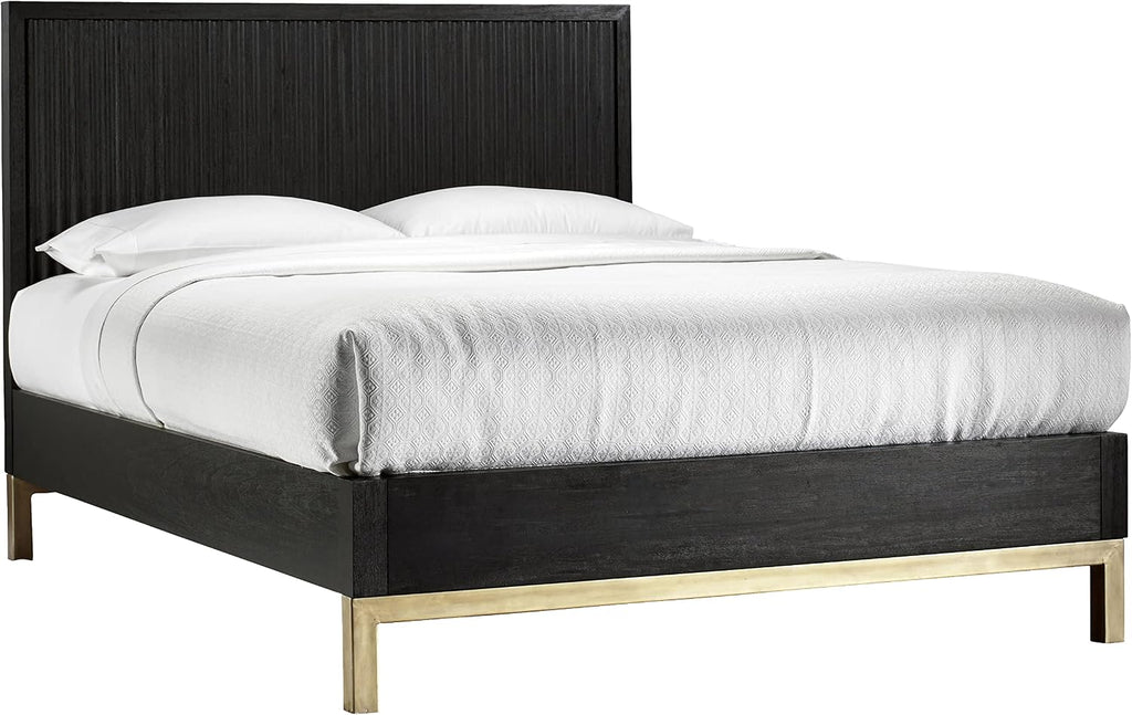 Modus Furniture Solid Wood Platform Bed, King, Kentfield - Black Drifted Oak