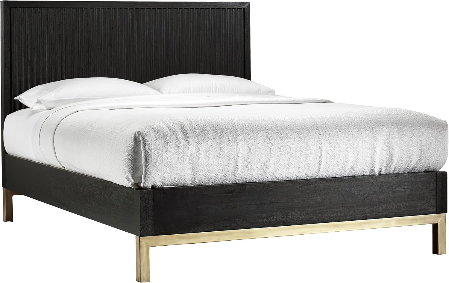 Modus Furniture Solid Wood Platform Bed, King, Kentfield - Black Drifted Oak