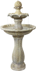 Sunnydaze 45-Inch 2-Tier Arcade Outdoor Solar Water Fountain - Outdoor Water Feature with LED Light for Garden, Patio, Yard or Balcony - Earth