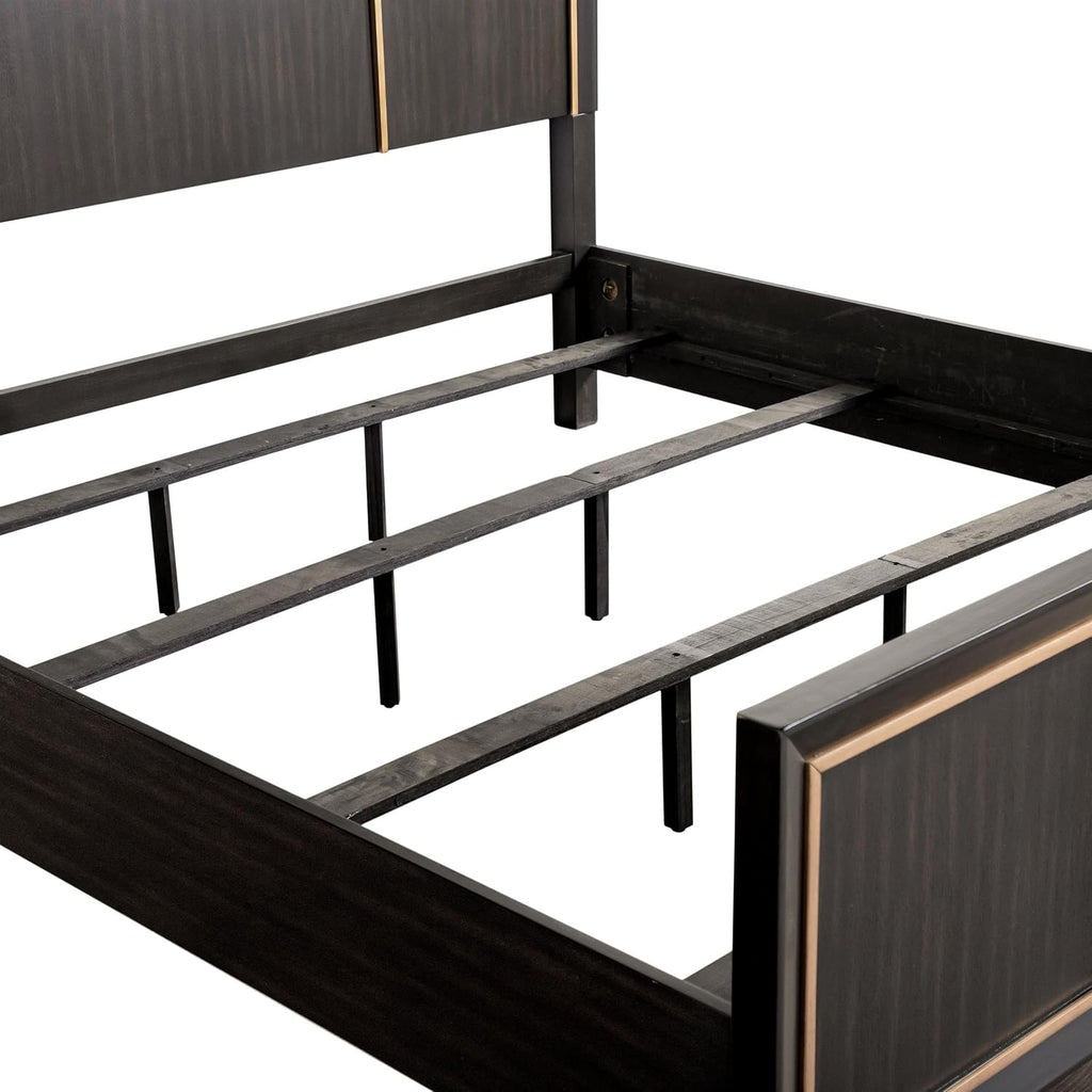 Furniture of America Samuel Modern Solid Wood 3-Piece Bedroom Collection Bed Frame and 2-Drawer Nightstands Set of 2, Box Spring Required, Espresso, King