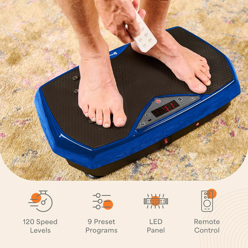 Lifepro HexaPlate Vibration Plate Exercise Machine with Magnetic Acupoints & 9 Presets — Whole Body Vibrating Platform Machine with Resistance Bands — Vibration Plate for Lymphatic Drainage & Home Gym
