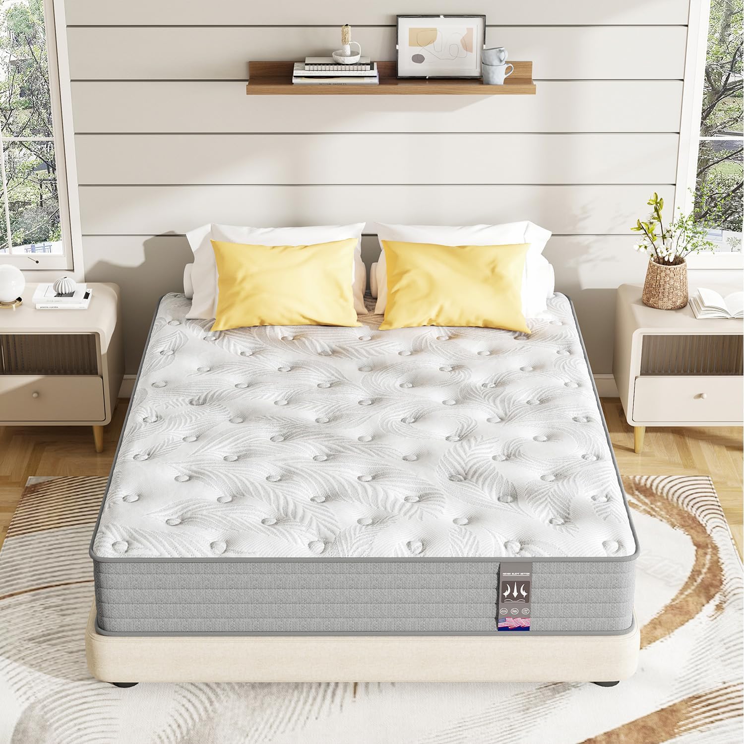 Twin XL Mattress,12 Inch Superior Hybrid XL Twin Mattress in a Box with Gel Memory Foam for Back & Lumbar Support,Individually Pocket Springs for Pressure Relief,Medium Firm,CertiPUR-US,39'*80'*12'