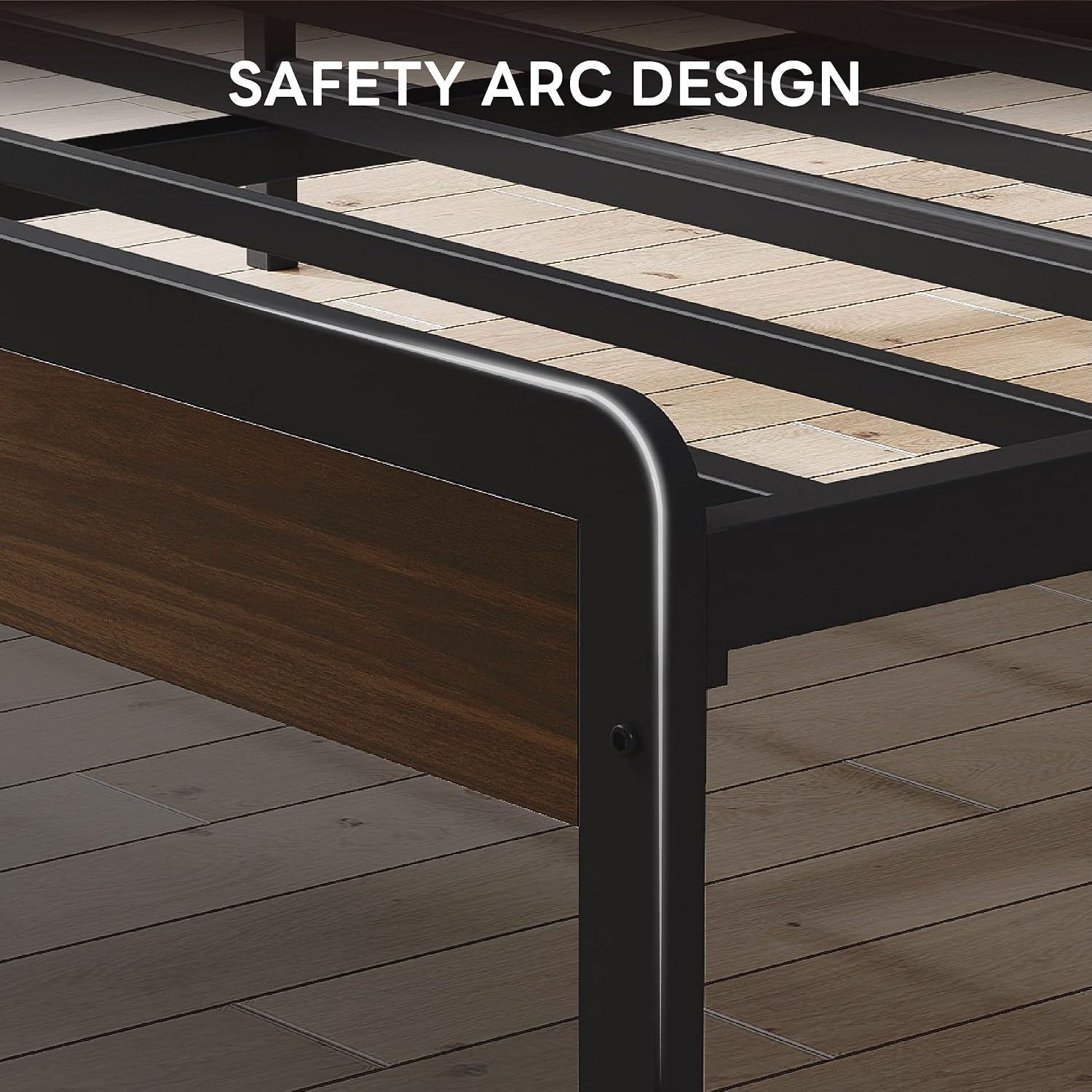 LIKIMIO Full Bed Frame with Headboard, Dark Wood Camas Full with Strong Supports, Sturdy, Noise-Free, No Box Spring Needed, Dark Walnut
