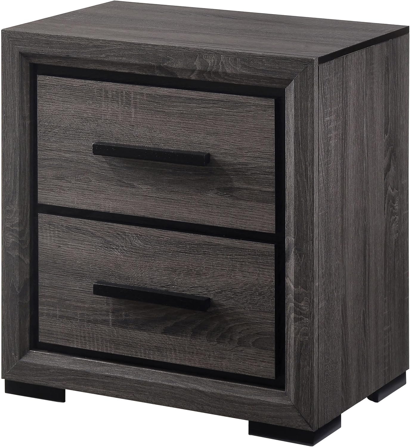 Furniture of America FOA Drummond 3-Piece Gray Wood Panel Bedroom Set - King + 2 Nightstands
