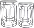 Rutledge & King Alexander - Round End Tables Set, Silver, Mirrored Tops, Nesting, 2 PCS