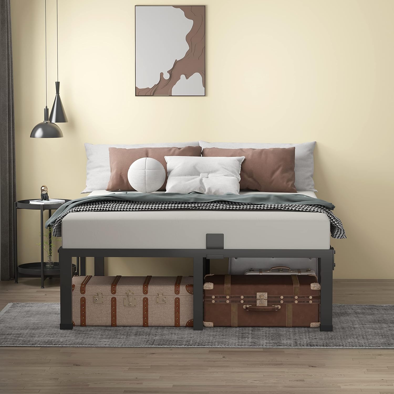 MAF 14 Inch Metal Platform King Bed Frame, Heavy Duty Black Bed Frame with Steel Slats Support, No Box Spring Needed, Noise Free, Easy Assembly