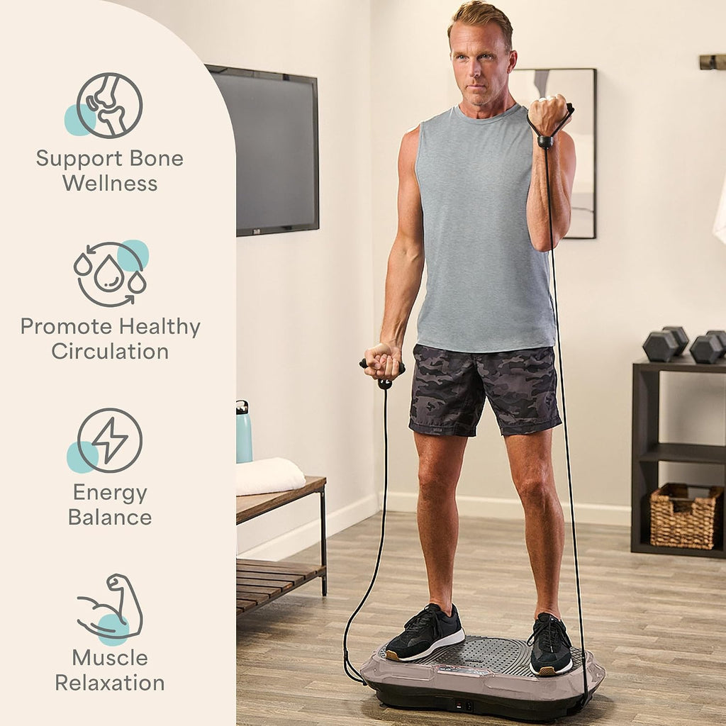 Lifepro Waver Vibration Plate Exercise Machine – High-Intensity Vibration Plate for Lymphatic Drainage – Full-Body Workout Vibrating Platform with Loop Bands – Fitness Equipment for Strength & Toning