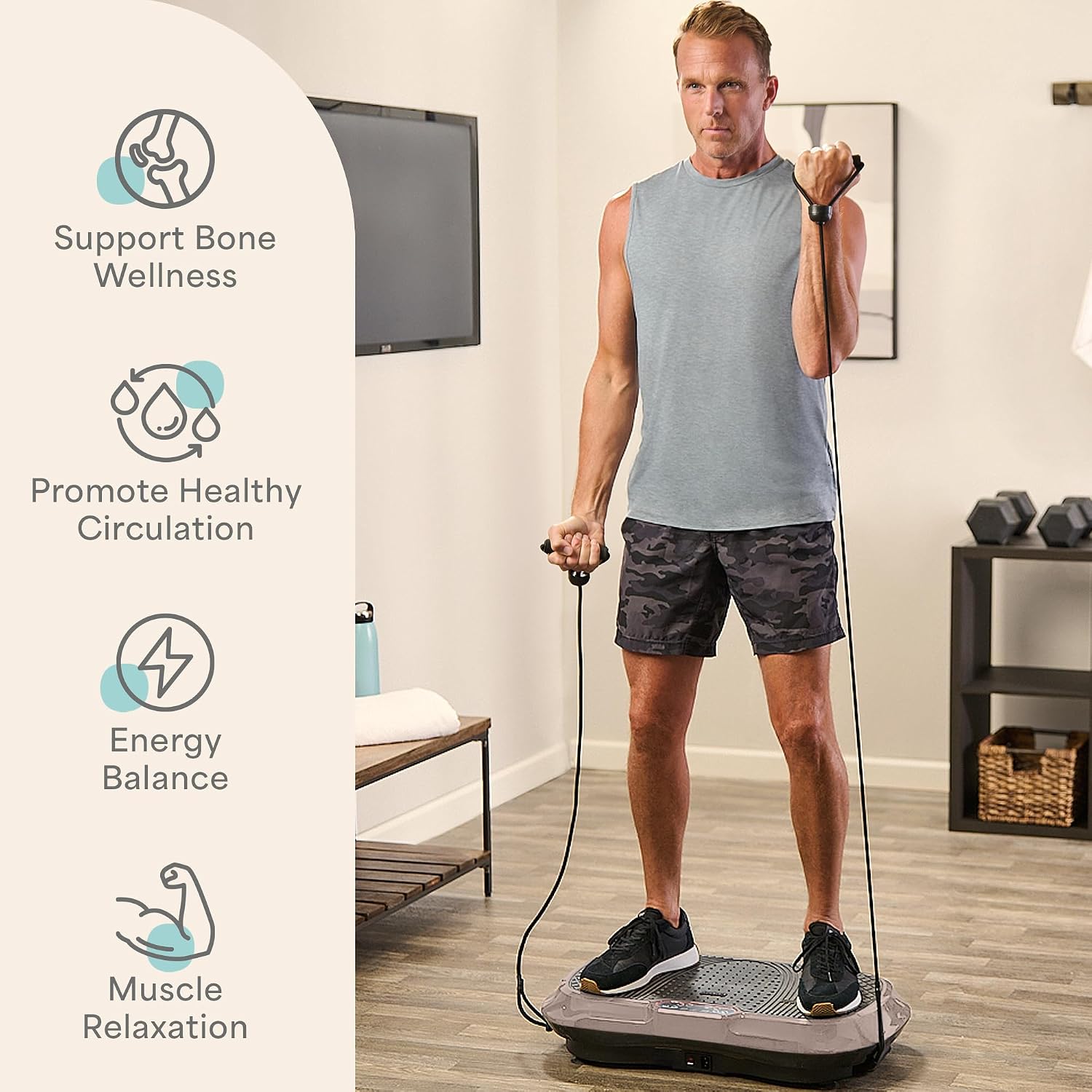 Lifepro Waver Vibration Plate Exercise Machine – High-Intensity Vibration Plate for Lymphatic Drainage – Full-Body Workout Vibrating Platform with Loop Bands – Fitness Equipment for Strength & Toning