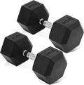 Fitvids Hex Dumbbells Rubber Coated Hand Weights for Exercises and Fitness Home Gym, 5-50 LB Pair