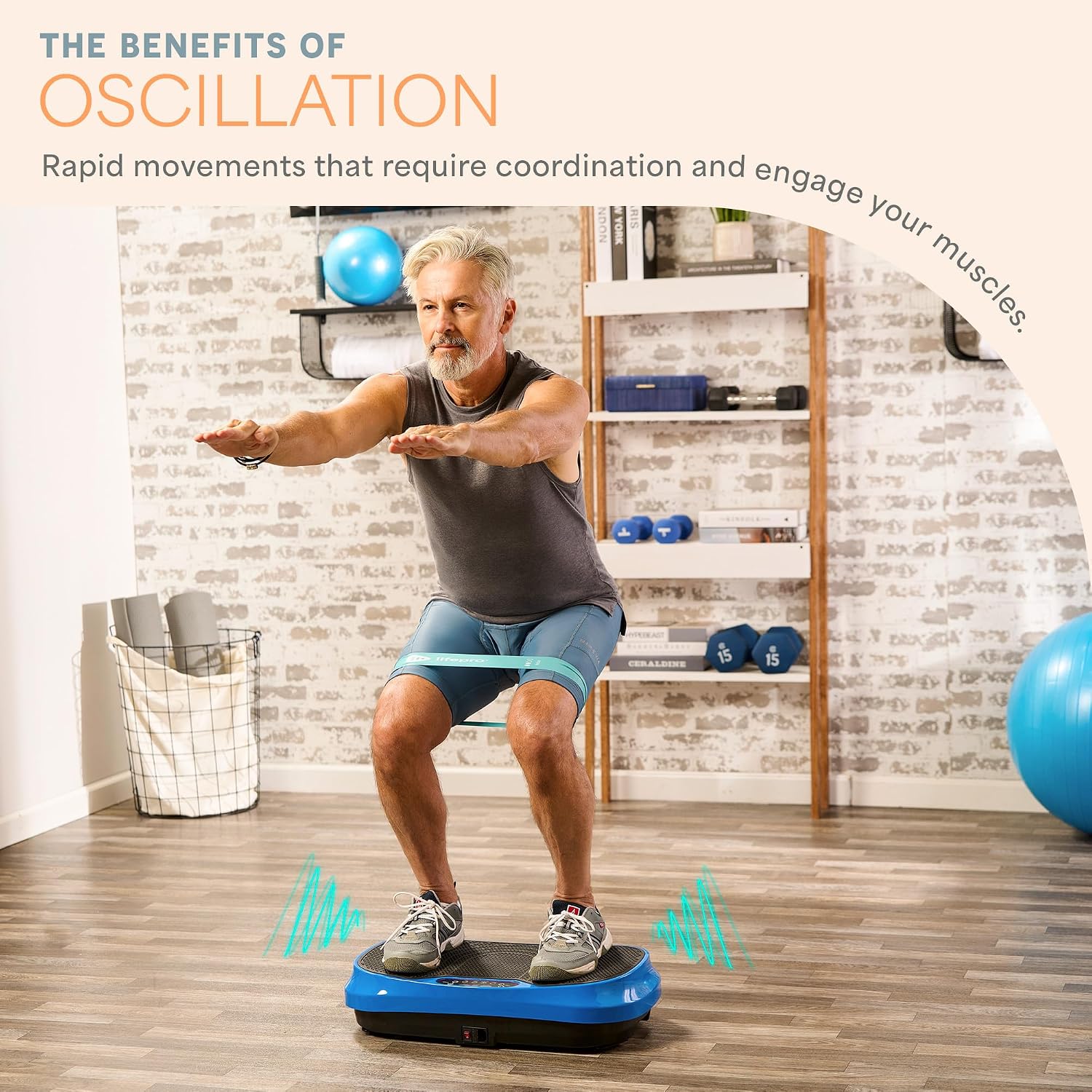 Lifepro Waver Mini Vibration Plate Exercise Machine with Remote & Bands — Compact Whole Body Vibrating Plate for Lymphatic Drainage & Muscle Toning — Shake Machine with 99 Speed Levels & 10 Presets