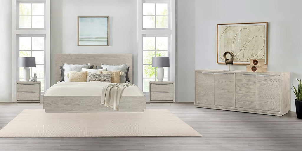 Armen Living Abbey King 4 Piece Bedroom Set in Grey Oak Wood