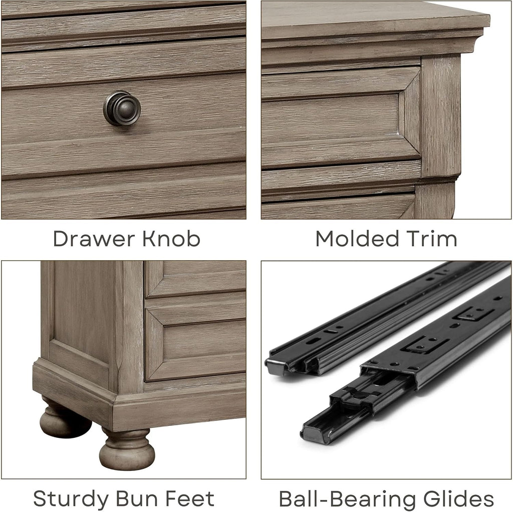 Furniture of America FOA Frigga Transitional 3-Piece Gray Wood Bedroom Set - Cal King + 2 Nightstands