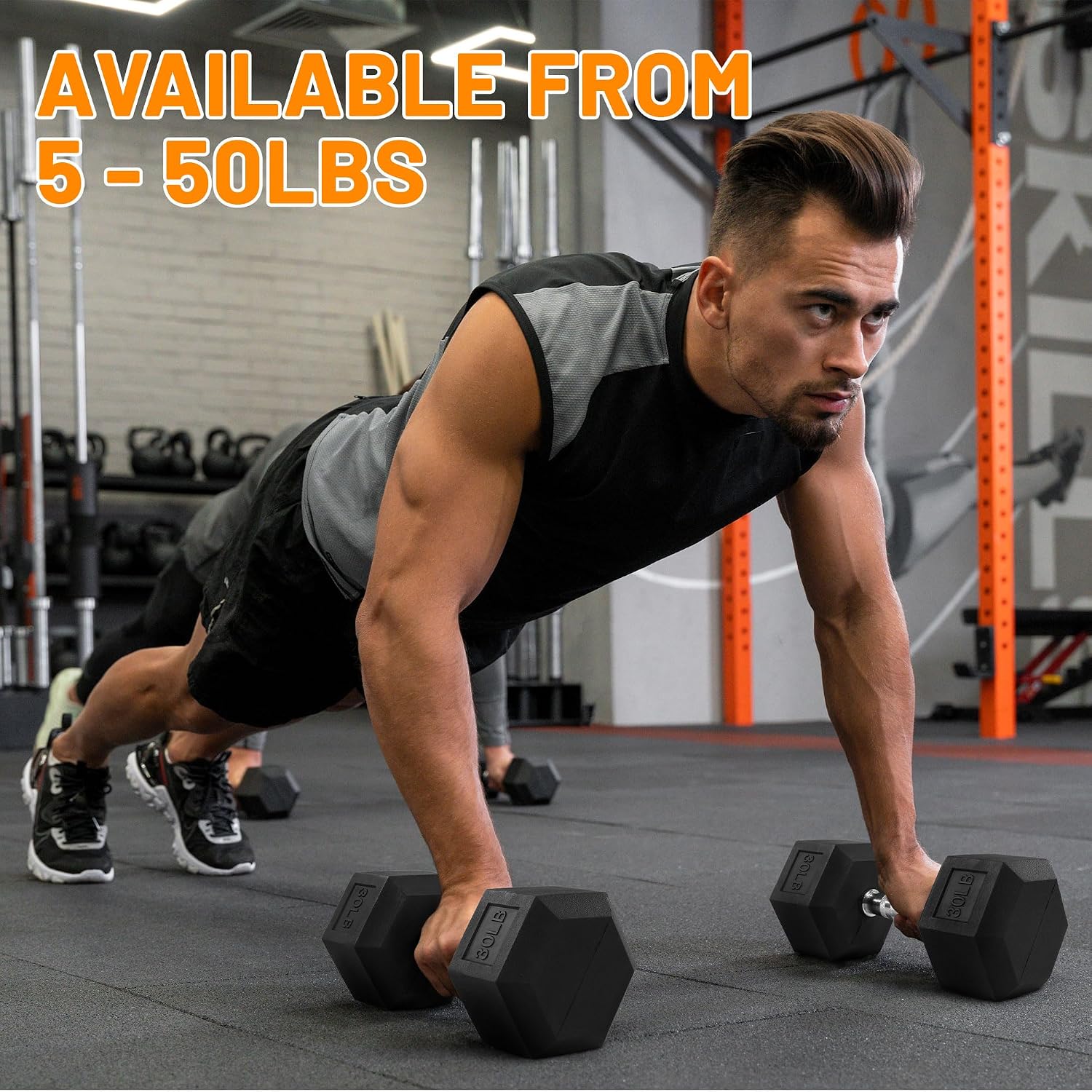 Fitvids Rubber Coated Hex Dumbbell Set with Storage Rack, 100/150/200/550 LB Hand Weight Set with Anti-Slip Grip for Home Gym