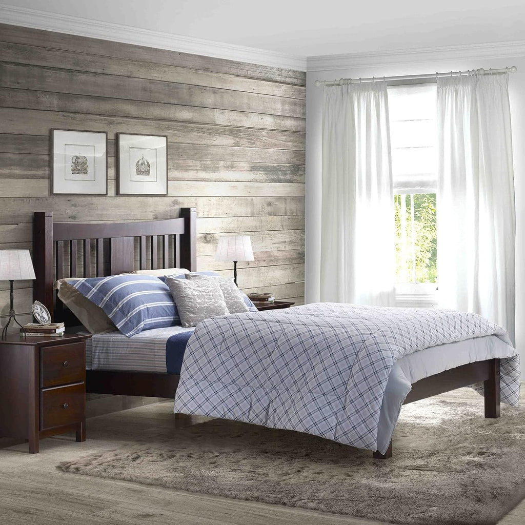 Grain Wood Furniture Shaker Solid Wood Slat Bed (Cherry, Queen)