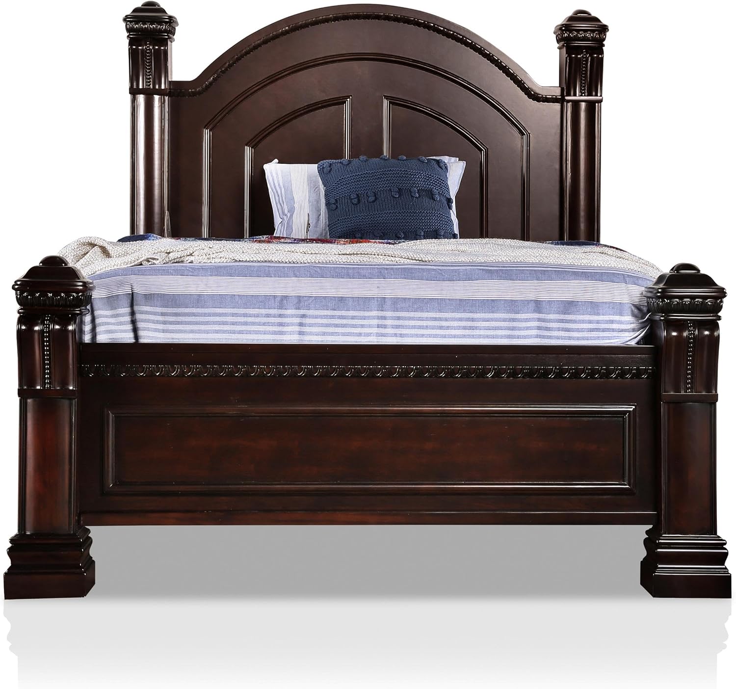 Furniture of America FOA Oulette 2-Piece Cherry Solid Wood Bedroom Set - Cal King + Nightstand
