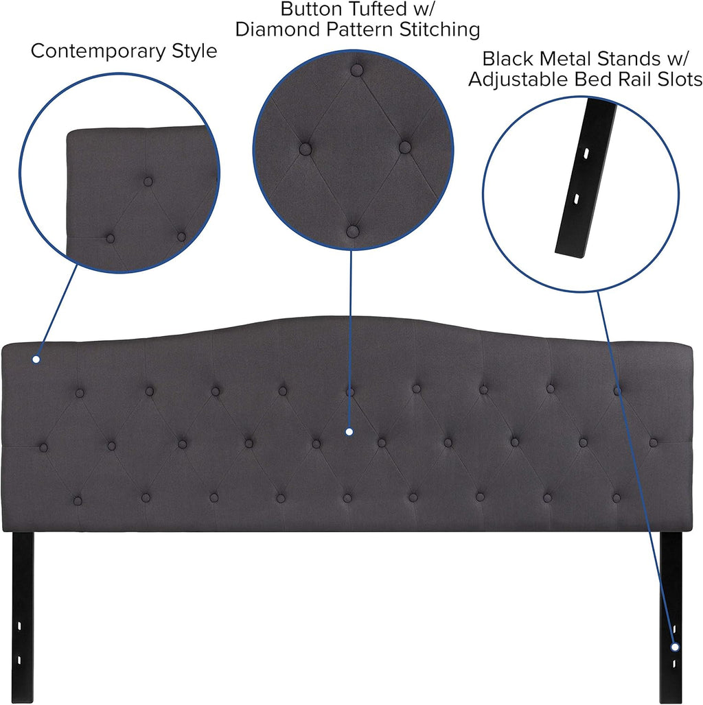 Flash Furniture Cambridge Tufted Upholstered King Size Headboard in Dark Gray Fabric