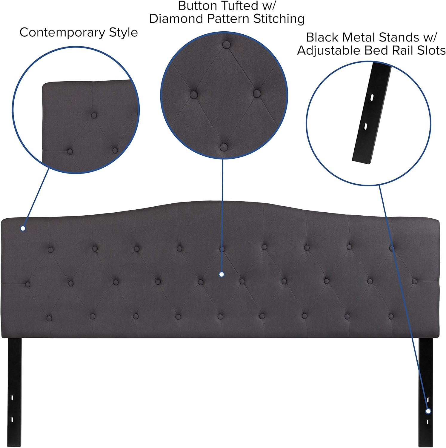 Flash Furniture Cambridge Tufted Upholstered King Size Headboard in Dark Gray Fabric
