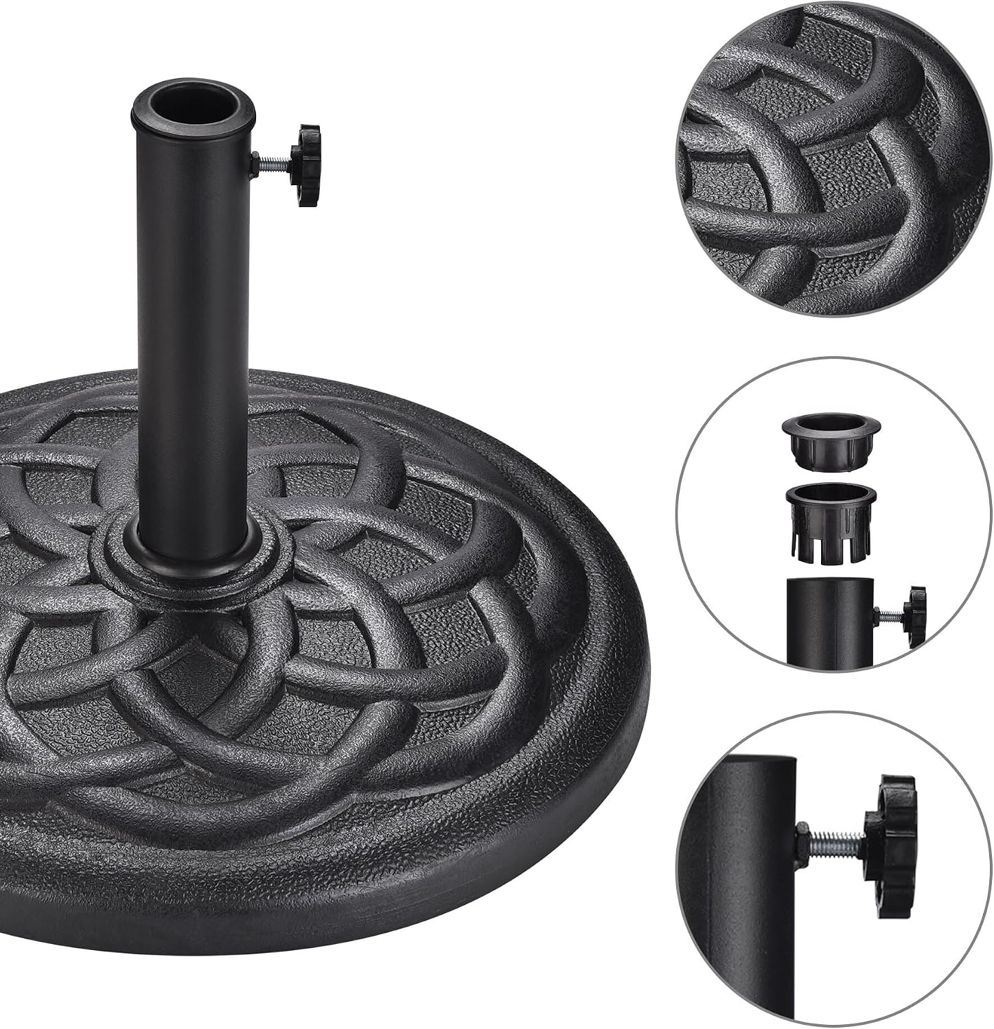 Yescom 9ft Coastal Solid Wood Umbrella Pulley Lift Commercial Base with Wheel Included for Seaside Restaurant Terrace Poolside Beach Club