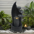 G-LEAF Cascading Bowl Water Fountain with LED Lights Outdoor 35'' H Waterfall Fountain 3-Tier Indoor Floor Standing for Garden, Living Room, Patio, Home Decor