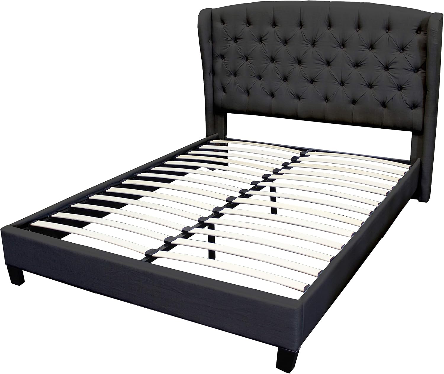 Best Master Furniture Yvette Upholstered Tufted with Wingback Platform Bed California King, Black