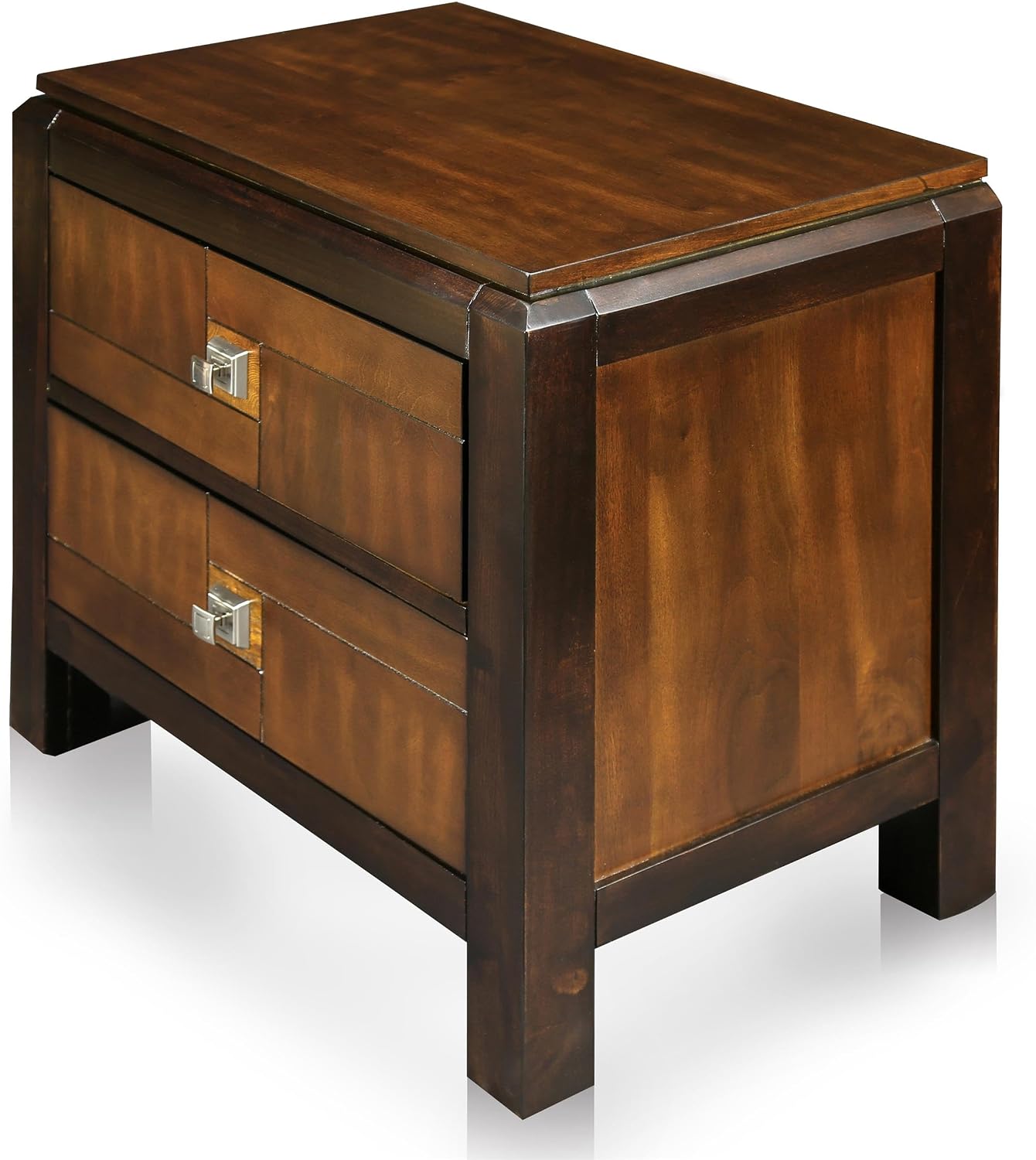 Furniture of America FOA Delia 2pc Walnut Transitional Wood Panel Bedroom Set - King + Nightstand