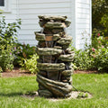 Naturefalls 59inches Outdoor Rock Water Fountain with LED Lights - Multi-Tiers Poly-Resin Cascading Waterfall Fountain for Garden, Patio, Yard, Home Decor