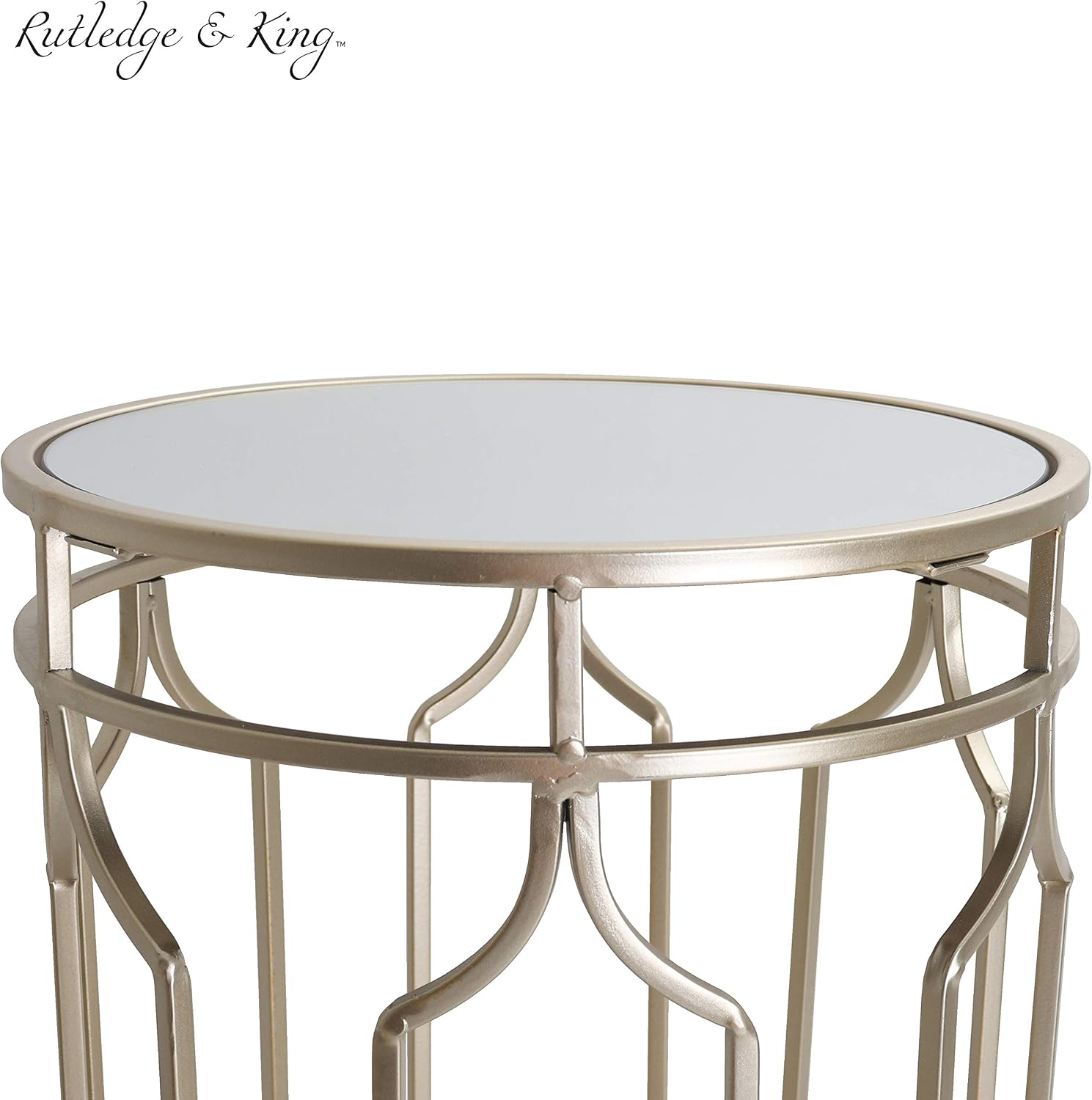 Rutledge & King Round End Table Set - Gold End Tables with Mirrored Tops - Nesting Round Accent Tables - Gold and Mirrored Metal Side Tables Alexander End Table Set