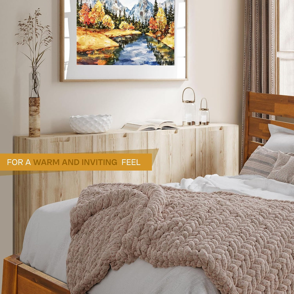 Acacia Emera Bed Frame with Headboard Solid Wood Platform Bed, Scandinavian Signature Wood Bed Compatible with All Mattress Types, Wood Slats Support, Queen Bed Frames, Caramel