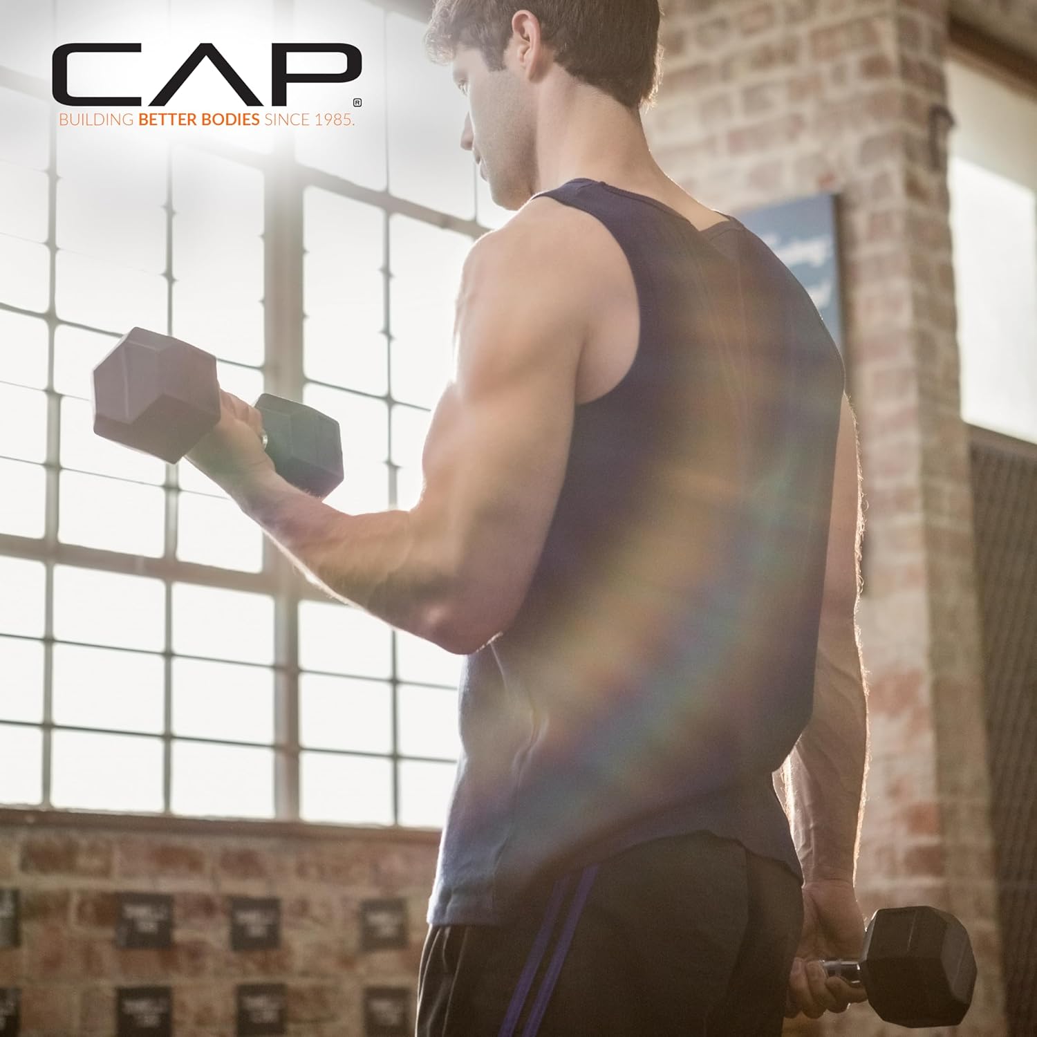 CAP Dumbbell Set with Rack, Rubber Coated Hex Free Weight Set | 100–300 lb Options, Vertical Space-Saving Storage for Home Gym Strength Training