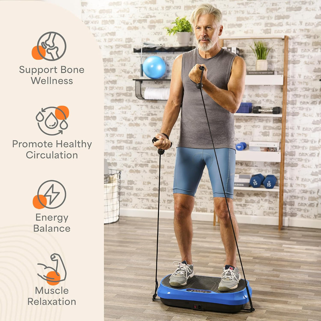 Lifepro Waver Mini Vibration Plate Exercise Machine with Remote & Bands — Compact Whole Body Vibrating Plate for Lymphatic Drainage & Muscle Toning — Shake Machine with 99 Speed Levels & 10 Presets
