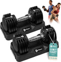 Lifepro Adjustable Dumbbells Set – Quick Adjustment, Anti Slip Handle – Space Saving & Strength Training Weights for Home Gym Exercise & Fitness