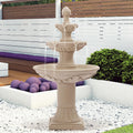 TITIMO 48' High Italian Feature Freestanding Water Fountain Outdoor and Indoor,3-Tier Roman Pillar Waterfalls Fountains for Garden,Patio,Yard,Deck,Backyard,Porch (Natural Tan)