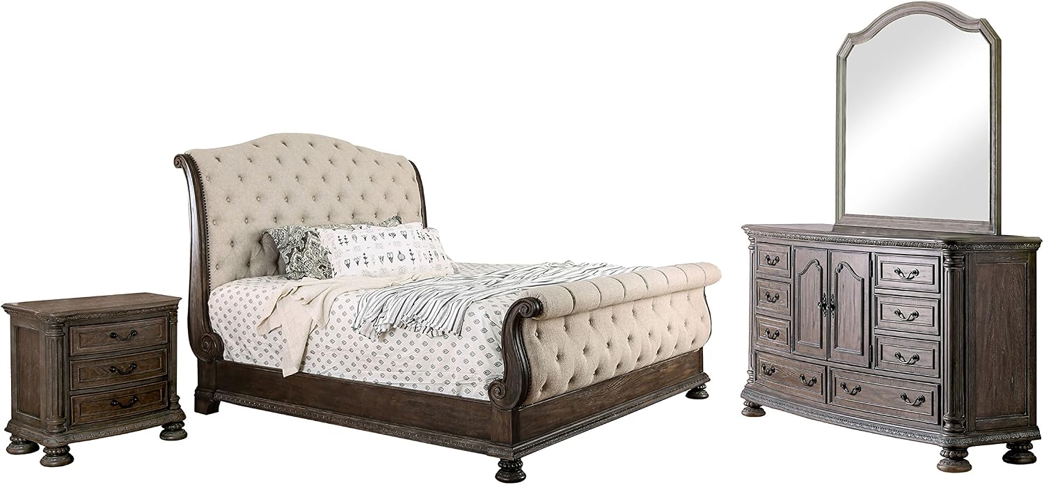 HOMES: Inside + Out Keven Transitional California King 4 Piece Bed Set,