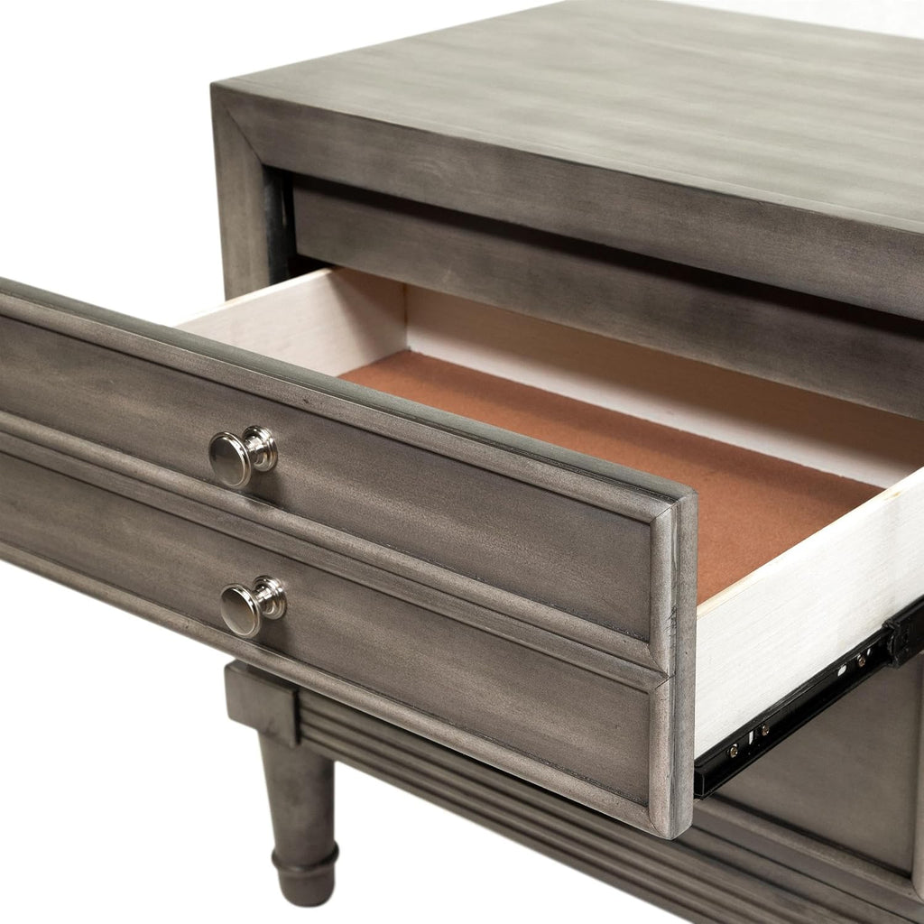 Furniture of America FOA Cartagena 2pc Gray Solid Wood Bedroom Set- Cal King + 1 Nightstand